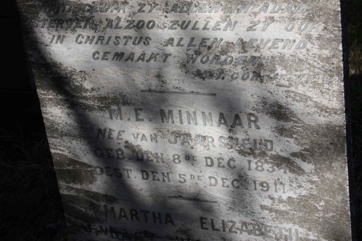MINNAAR M.E. nee VAN JAARSVELD 1834-1911