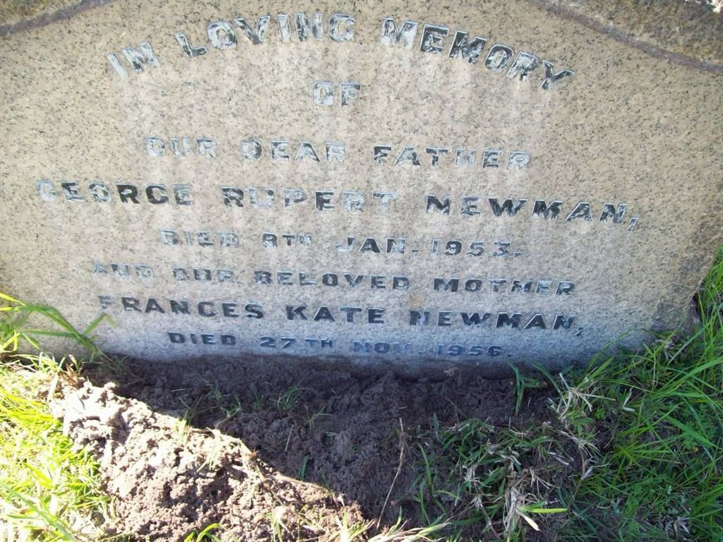 NEWMAN George Rupert -1953 &amp; Frances Kate -1956