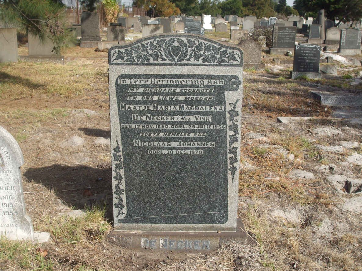 NECKER Nicolaas, de −1970 &amp; Maatje Maria Magdalend VINK 1890-1954