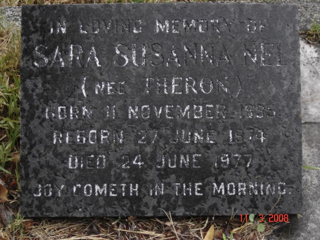 NEL Sara Susanna nee THERON 1895-1977