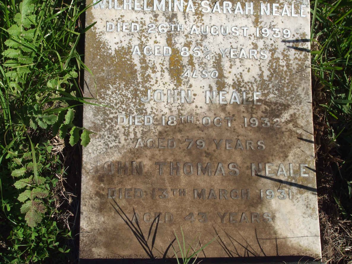 NEALE Wilhelmina Sarah -1939 :: NEALE John -1932 :: NEALE John Thomas -1931 