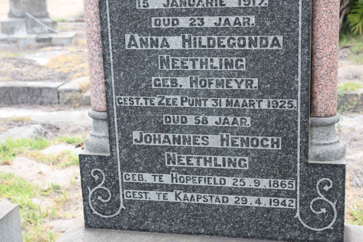 NEETHLING Anna Hildegonda nee HOFMEYR -1925 :: NEETHLING Johannes Henoch 1865-1942