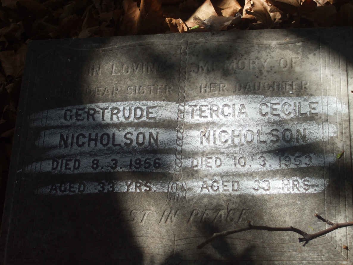 NICHOLSON Gertrude -1956 :: NICHOLSON Tercia Cecile -1953