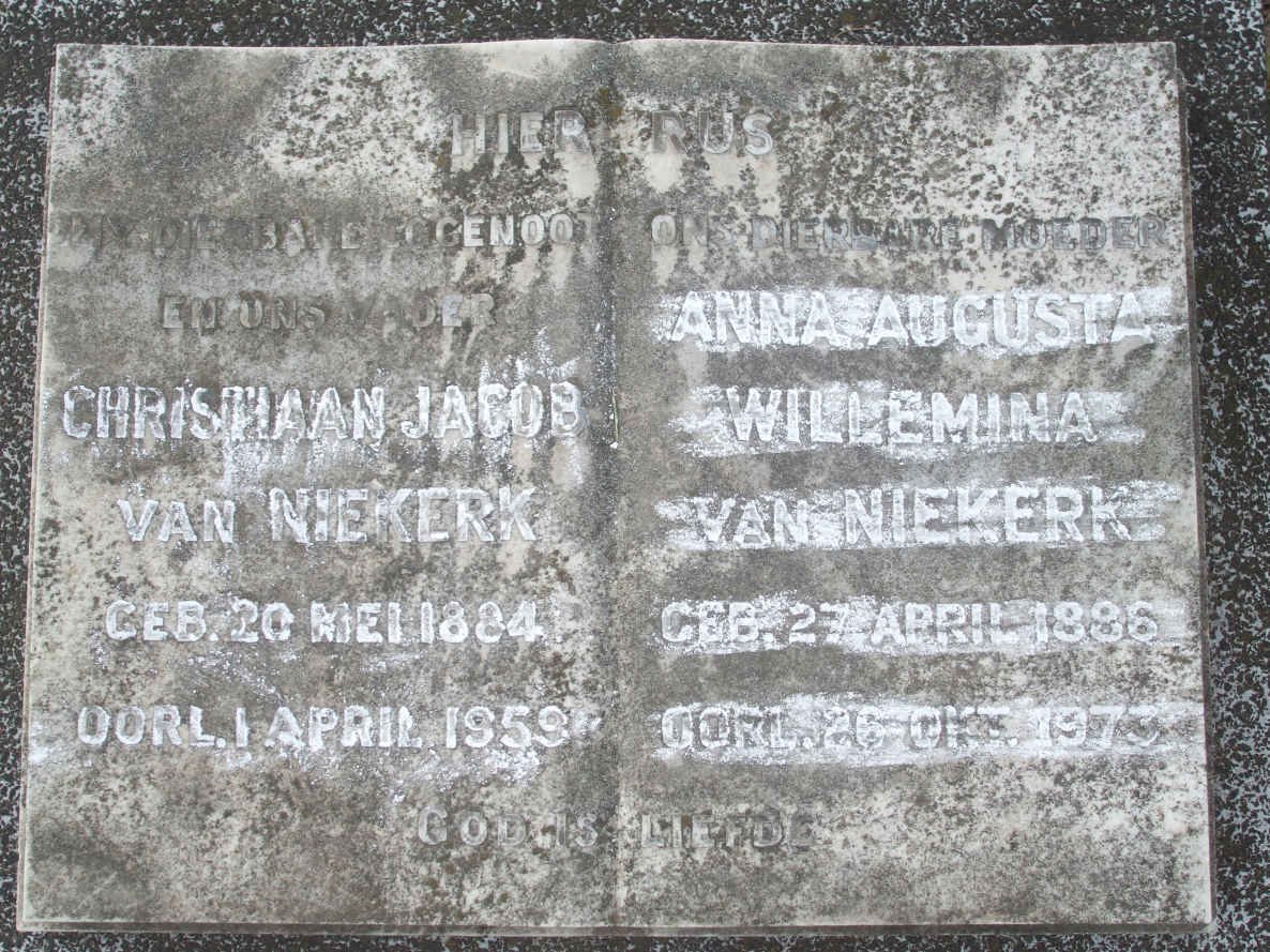NIEKERK Christiaan Jacob, van 1884-1959 &amp; Anna Augusta Willemina 1886-1973