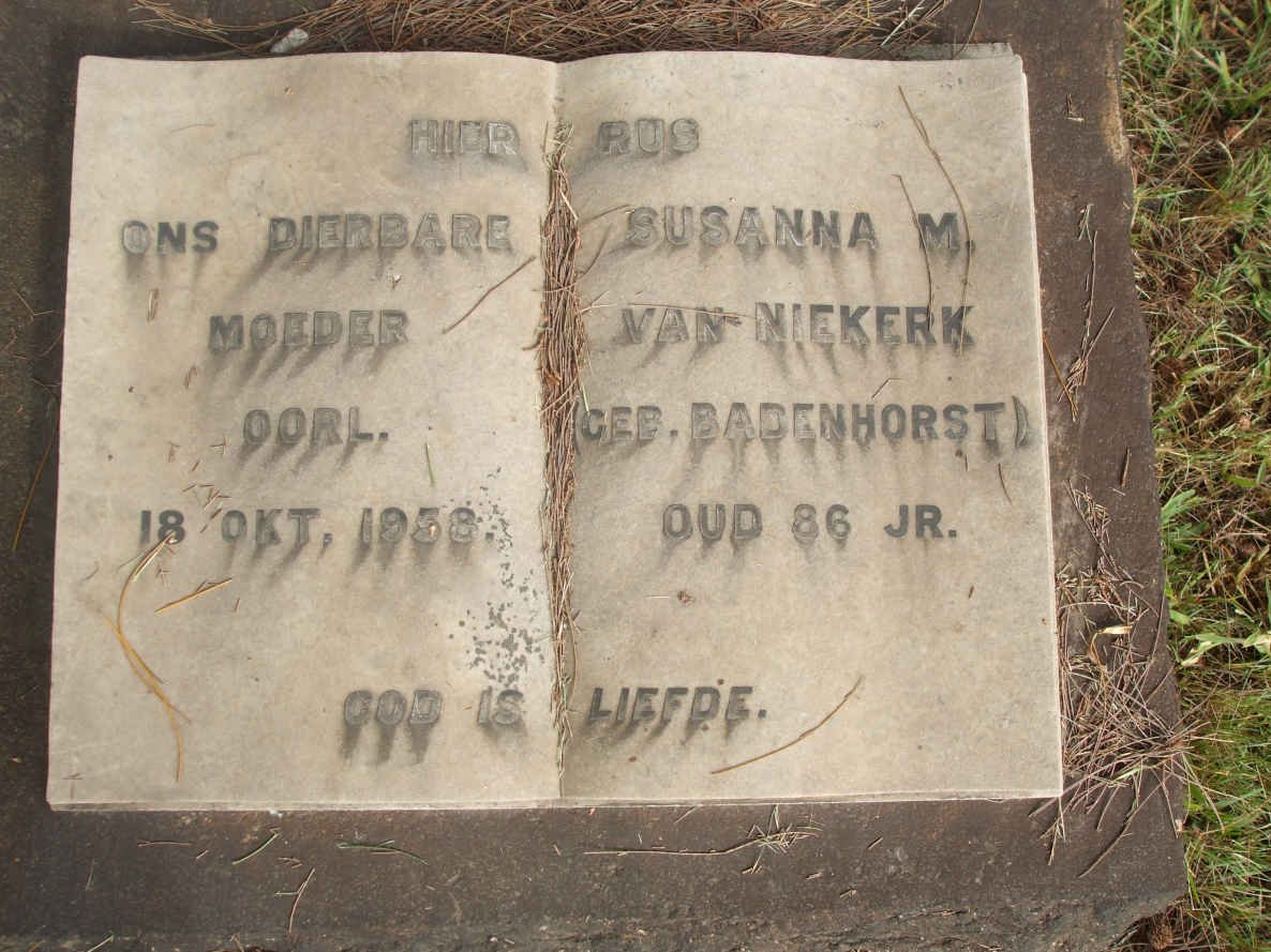 NIEKERK Susanna M., van nee BADENHORST -1958