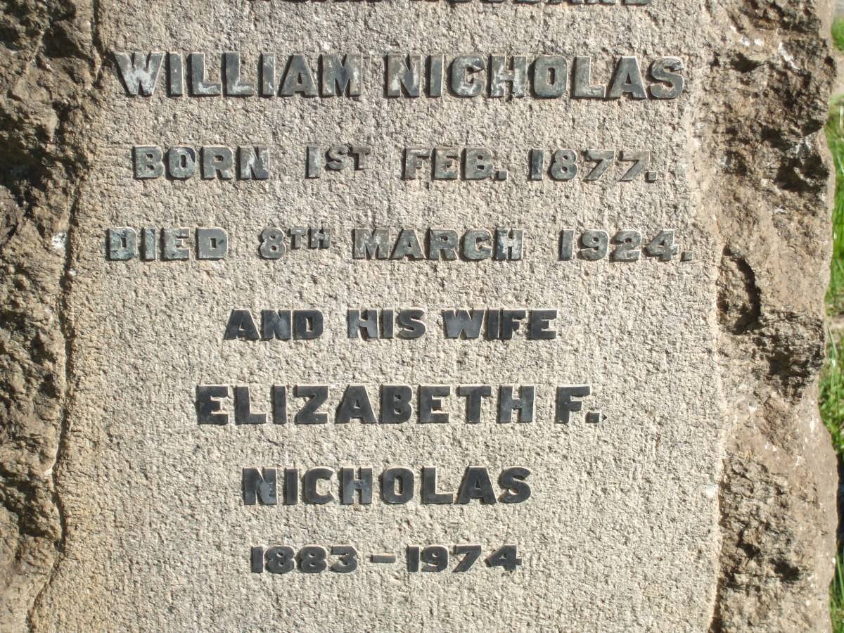 NICHOLAS William 1877-1924 &amp; Elizabeth F. 1883-1974