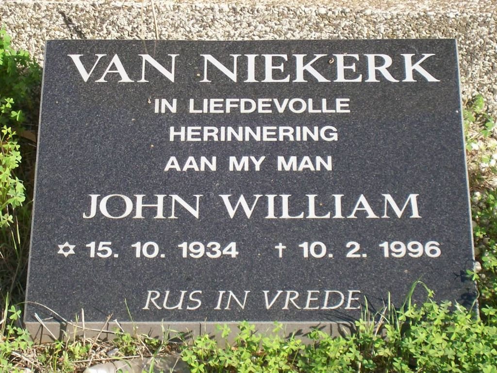 NIEKERK John William,van 1934-1996
