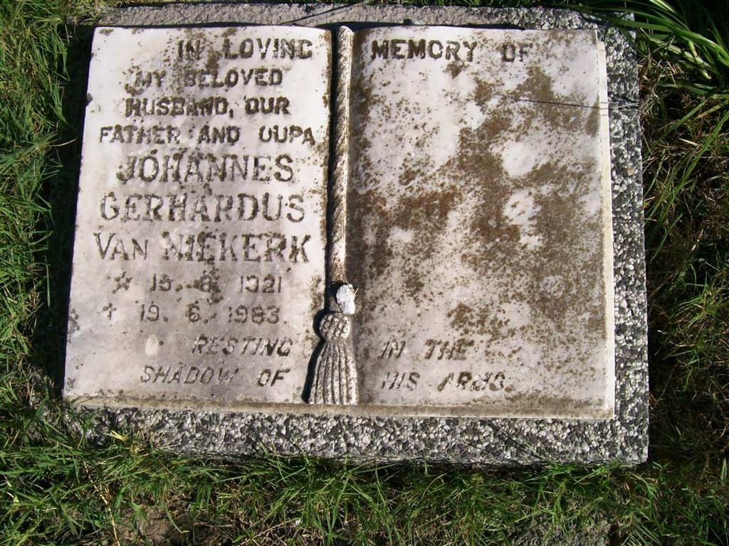 NIEKERK Johannes Gerhardus, van 1921-1983
