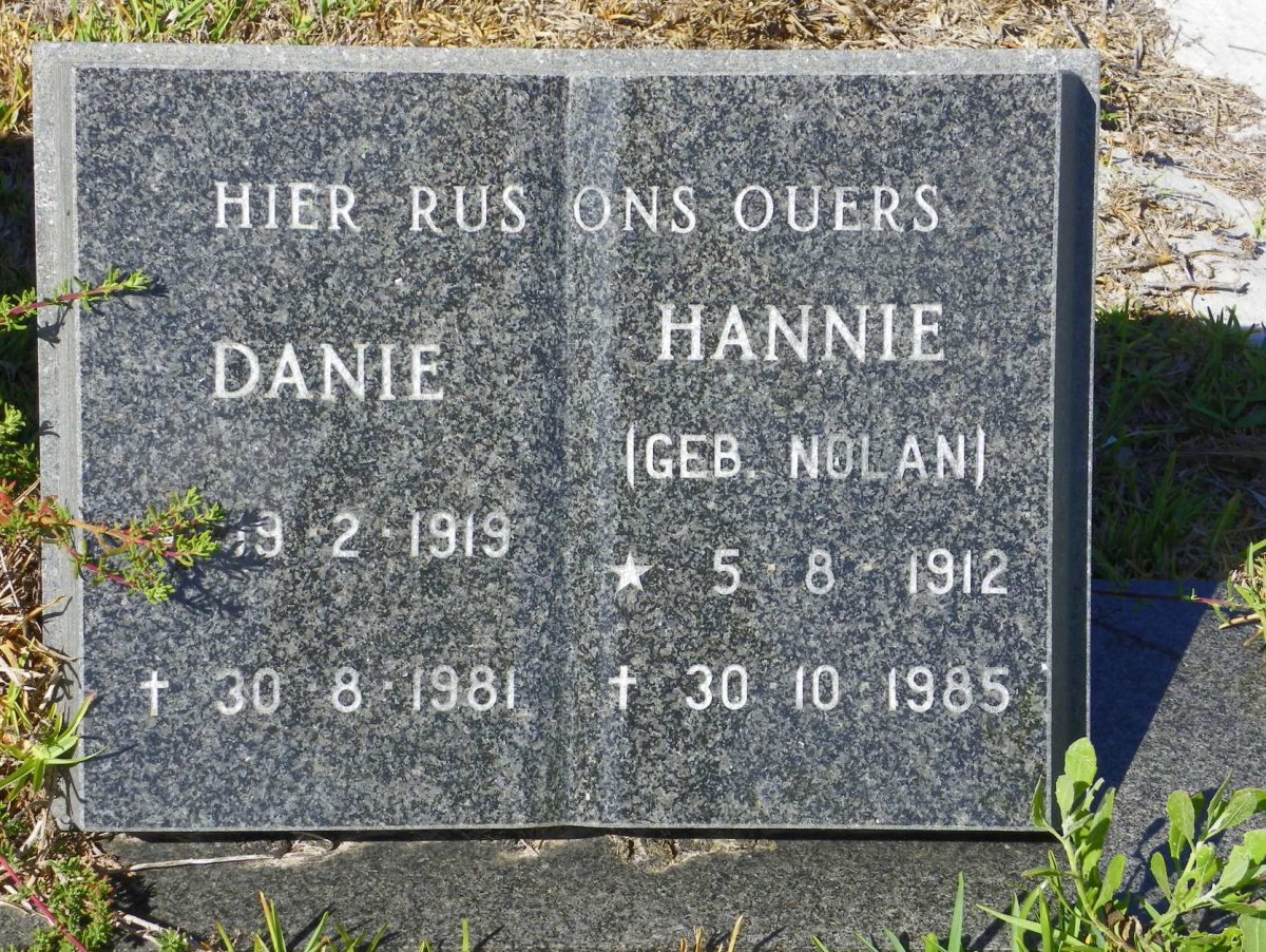 NORTJE Danie 1919-1981 &amp; Hannie NOLAN 1912-1985