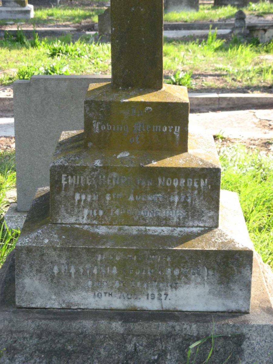 NOORDEN Emile Henri, van 187?-1915 &amp; Anastasia CROWLEY -1927