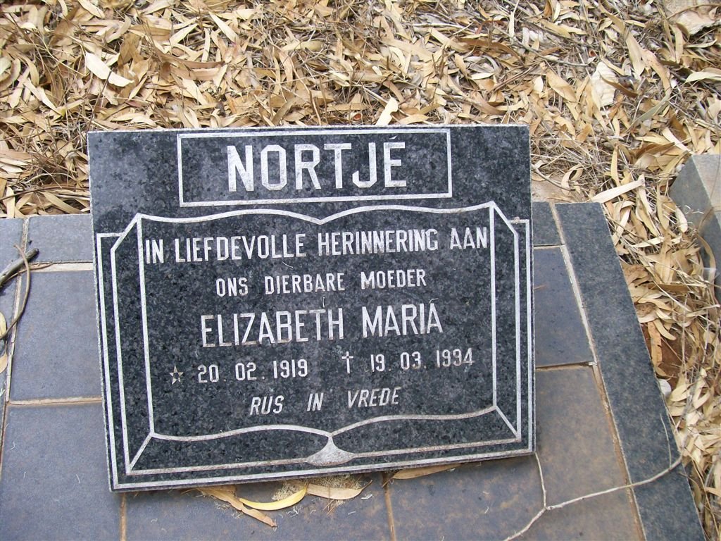 NORTJé Elizabeth Maria 1919-1994