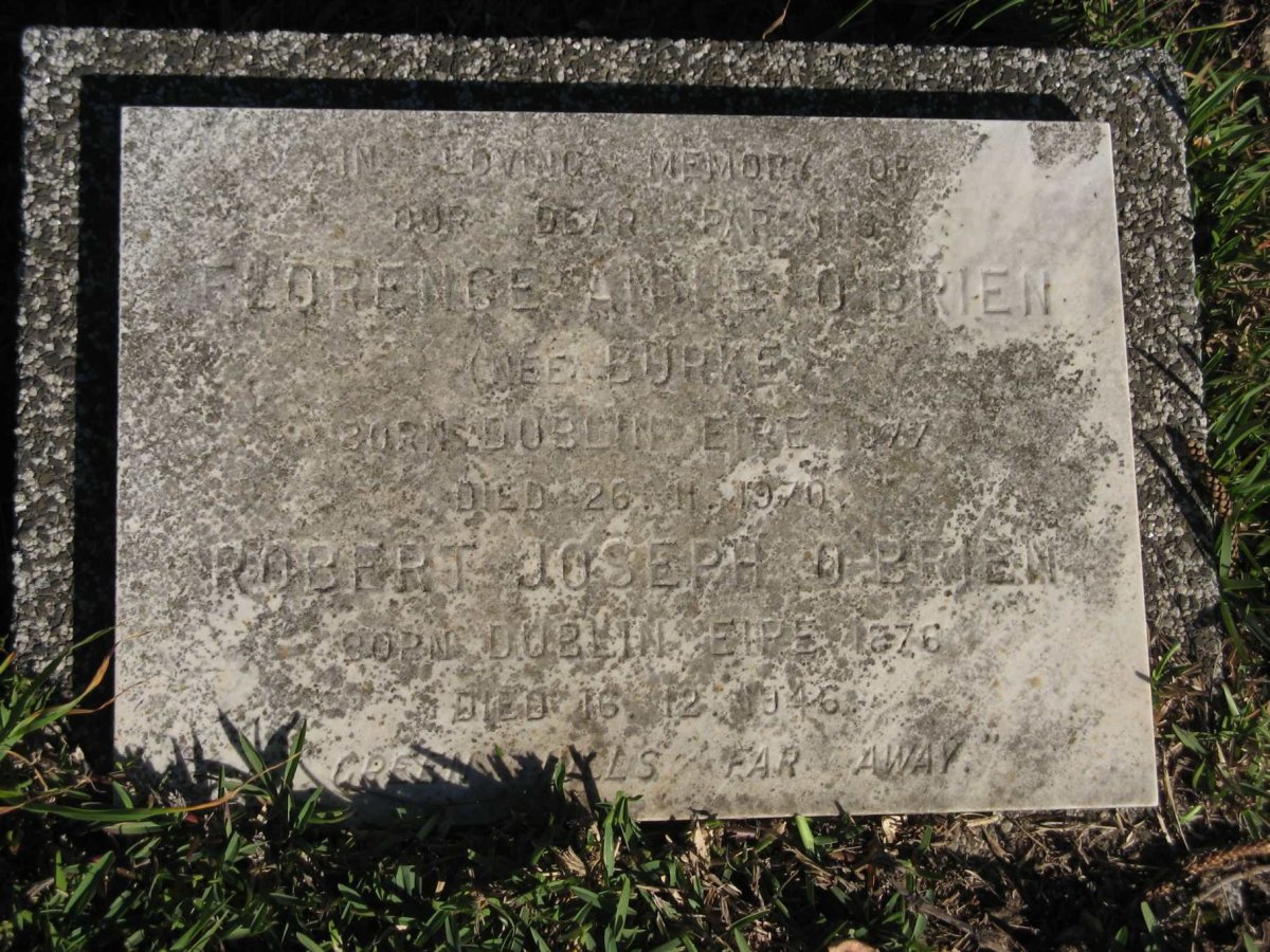 O'BRIEN Robert Joseph 1876-1946 &amp; Florence Annie BURKE 1877-1970