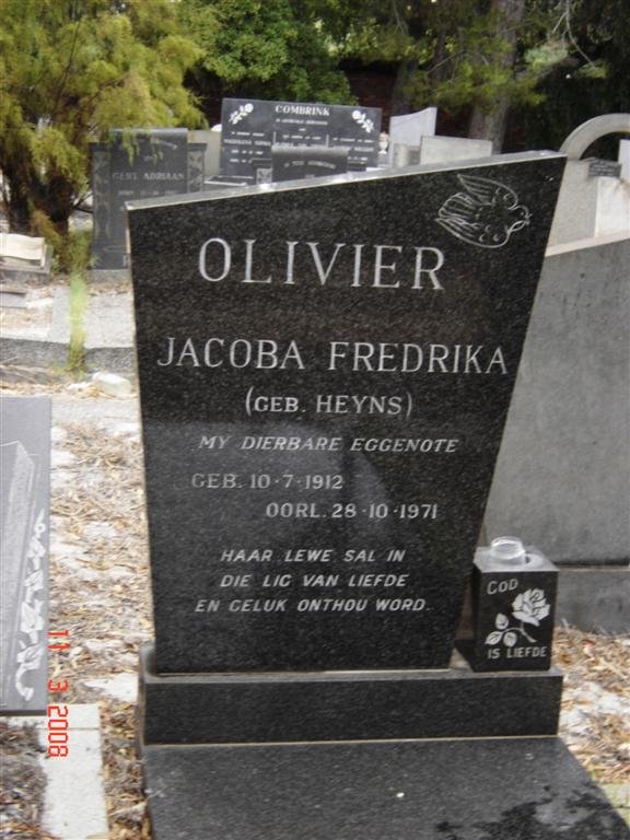 OLIVIER Jacoba Fredrika nee HEYNS 1912-1971