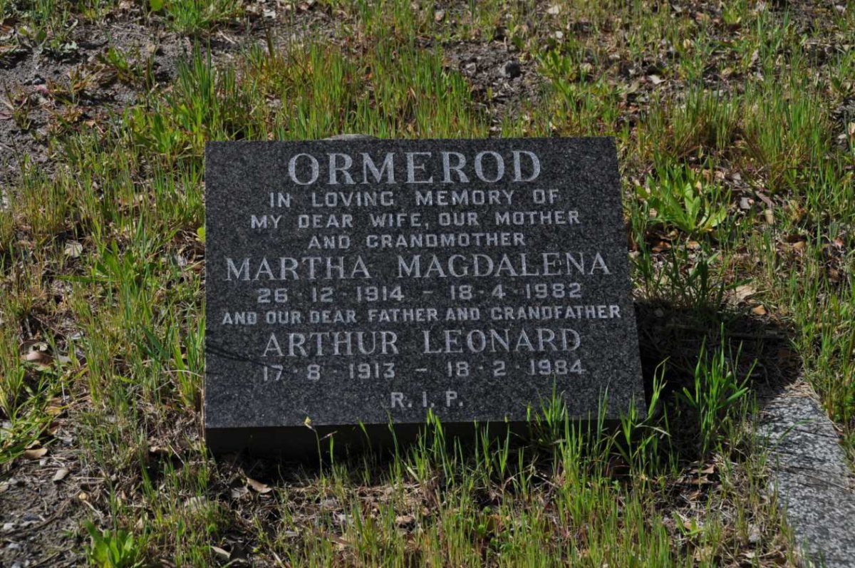 ORMEROD Arthur Leonard 1913-1984 &amp; Martha Magdalena 1914-1982