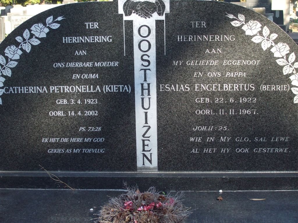 OOSTHUIZEN Esaias Engelbertus 1922-1967 &amp; Catherina Petronella 1923-2002