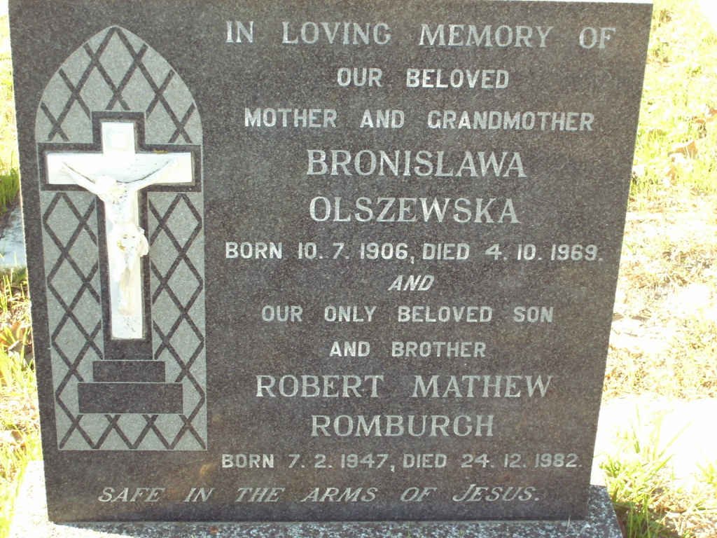 OLSZEWSKA Bronislawa 1906-1969 :: ROMBURGH Robert Mathew 1947-1982