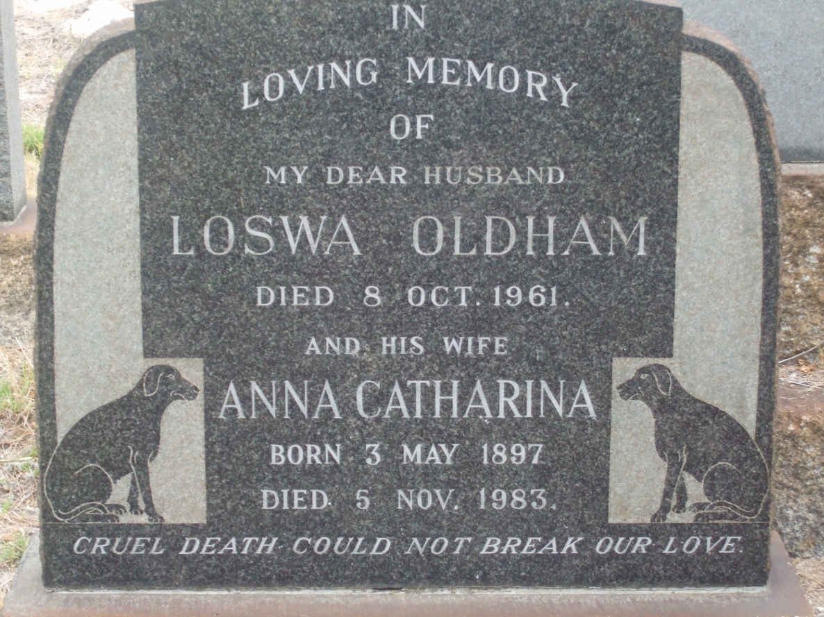OLDHAM Loswa -1961 &amp; Anna Catharina 1897-1983