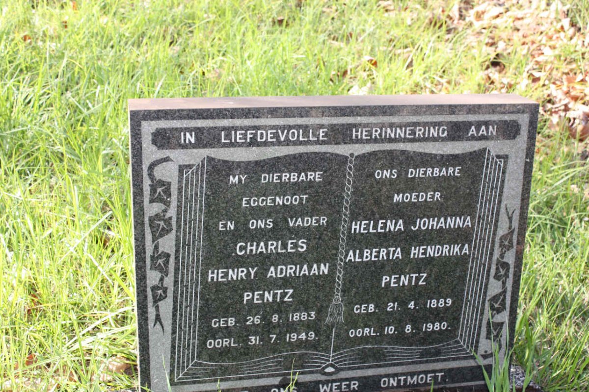 PENTZ Charles Henry Adriaan 1883-1949 &amp; Helena Johanna Alberta Hendrika 1889-1980