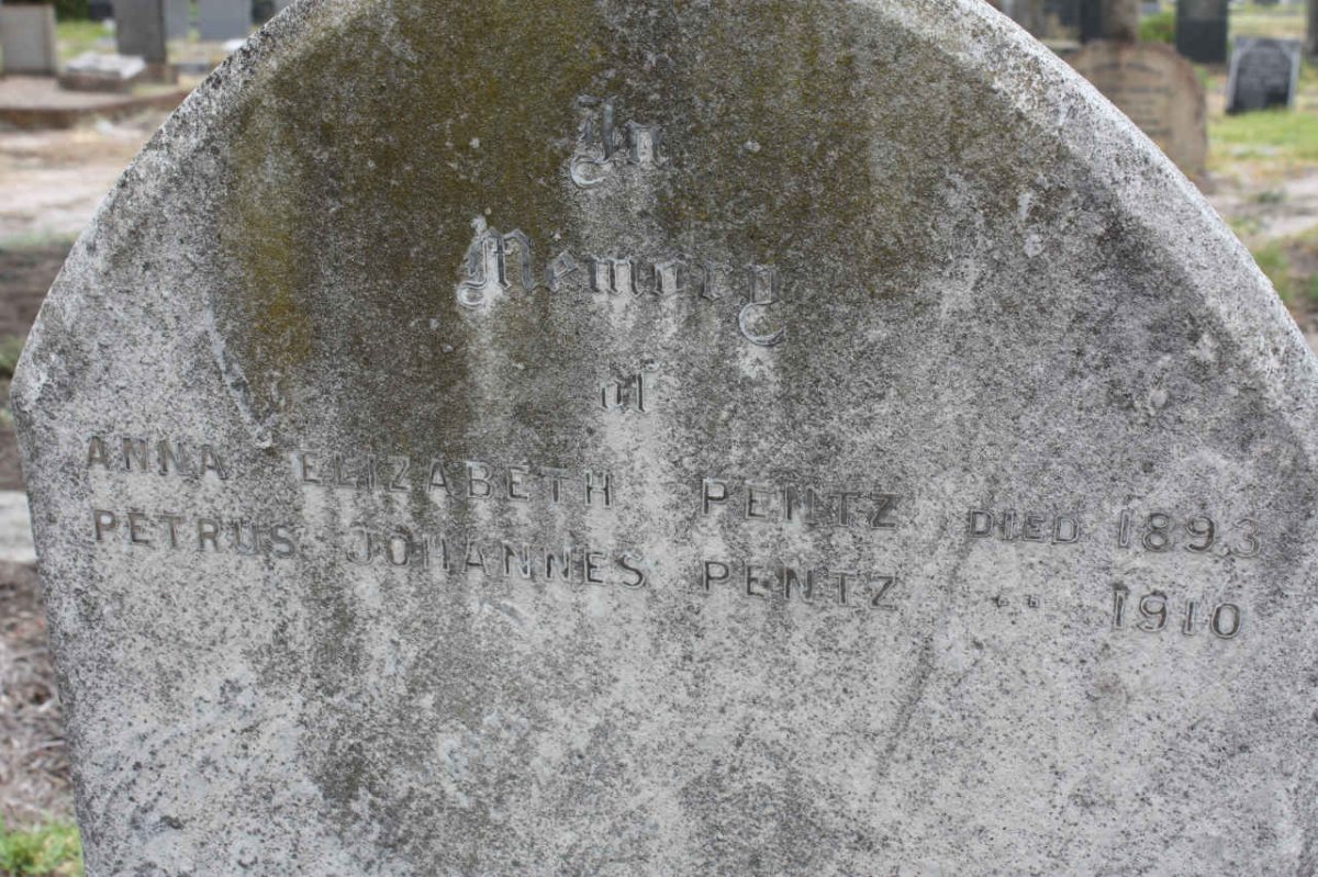 PENTZ Petrus Johannes -1910 &amp; Anna Elizabeth -1893