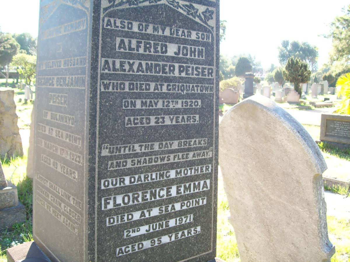 PEISER Alfred John Alexander -1920 &amp; Florence Emma -1971 :: PEISER George Benjamin -1923