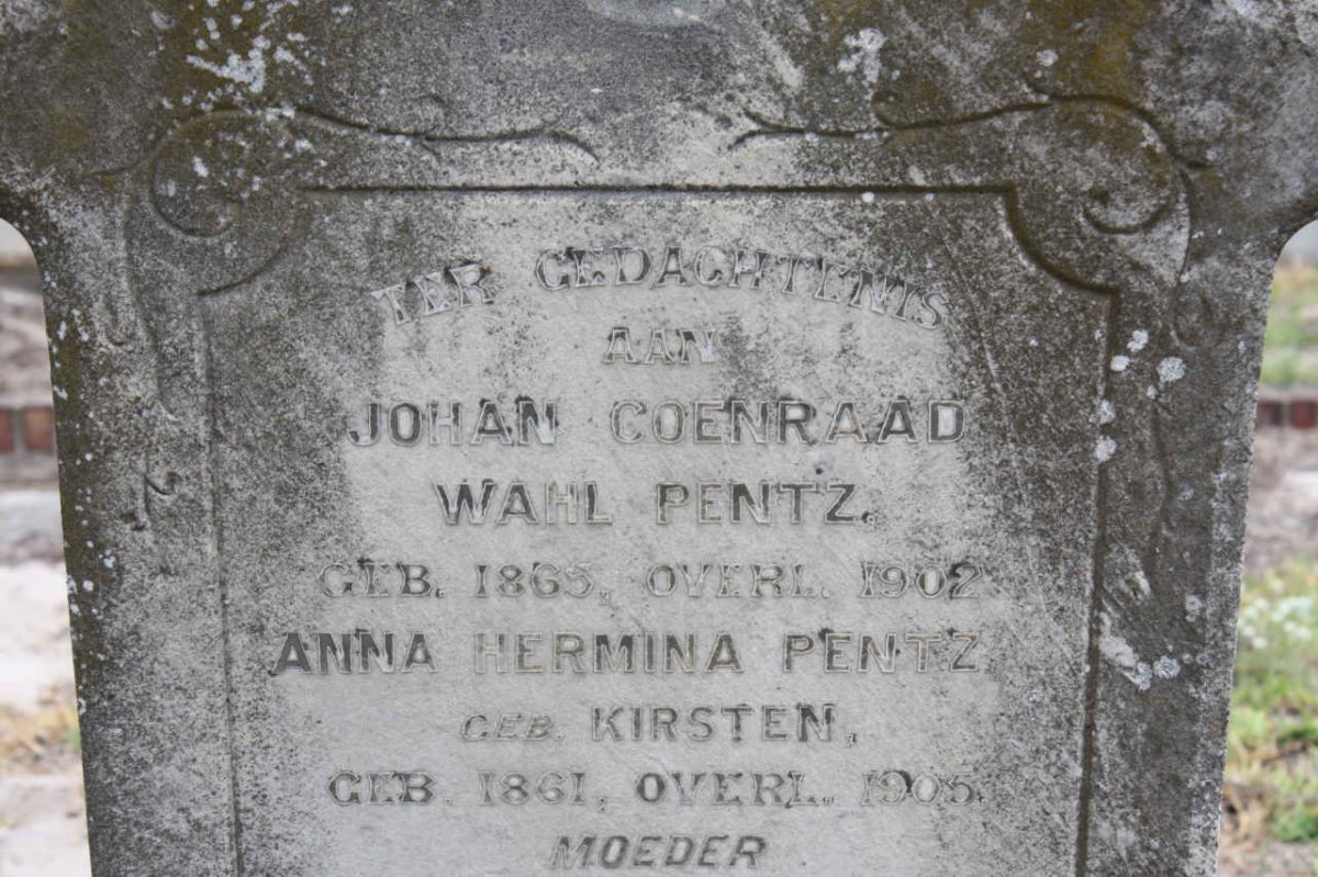 PENTZ Johan Coenraad Wahl 1865-1902 &amp; Anna Hermina KIRSTEN 1861-1905