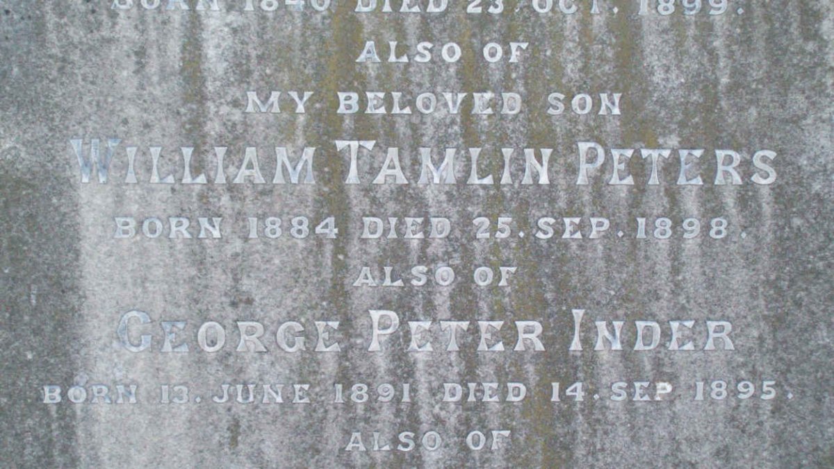 PETERS  William Tamlin 1884-1898 :: INDER George Peter 1891-1895