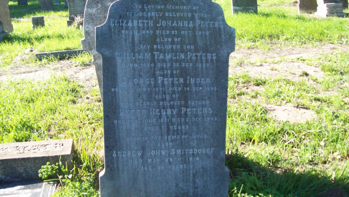 PETERS Peter Henry 1831-1902 &amp; Elizabeth J. 1840-1899 :: PETERS William Tamlin 1884-1898