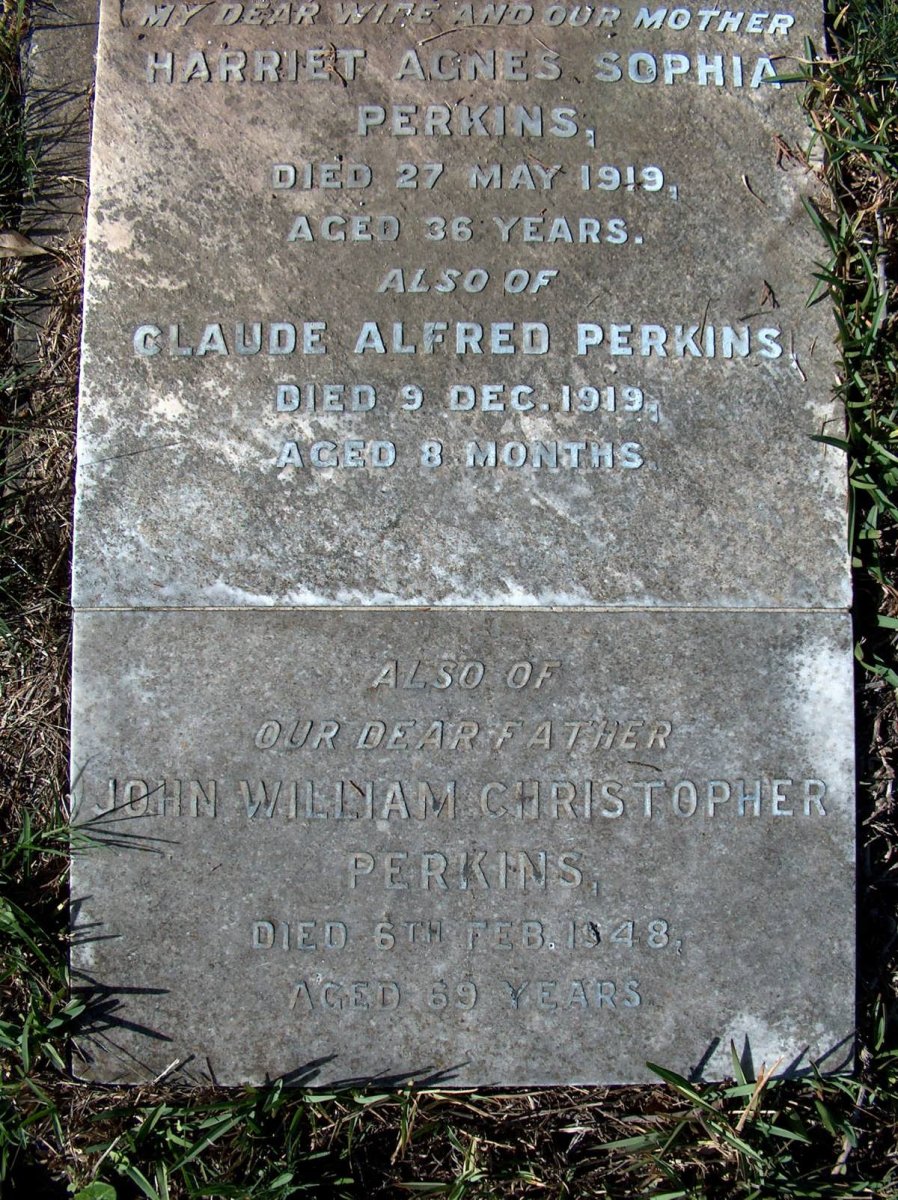 PERKINS John William Christopher -1948 &amp; Harriet Agnes Sophia -1919 :: PERKINS Claude Alfred -1919