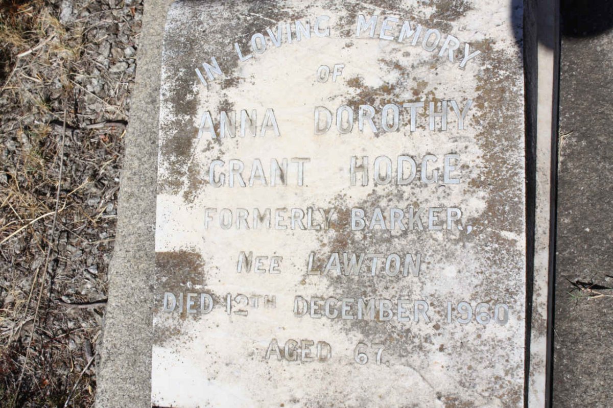 HODGE Anna Dorothy Grant nee LAWTON -1960