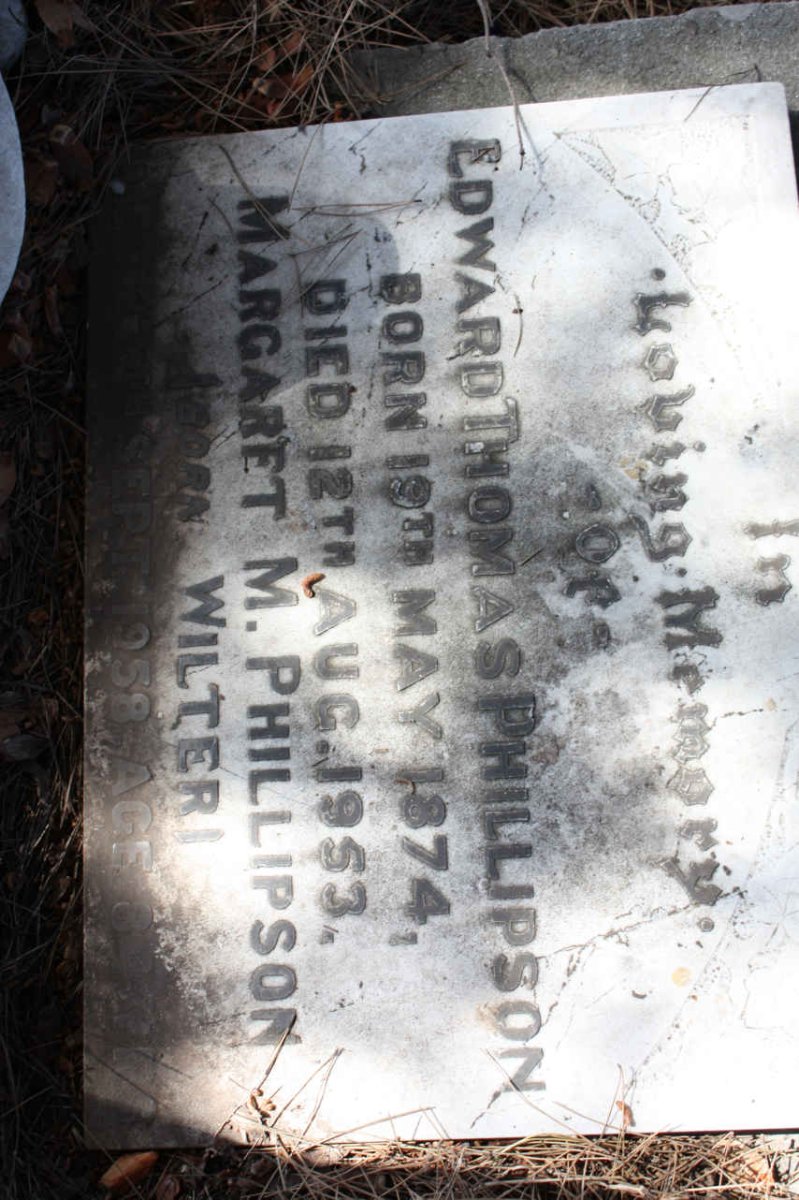 PHILLIPSON Edward Thomas 1874-1953 &amp; Margaret M. WILTER -1958