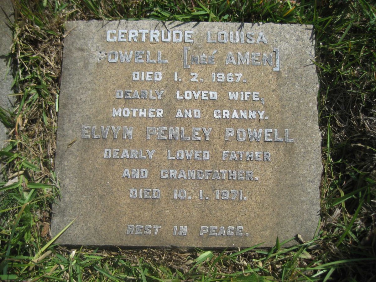 POWELL Elvyn Penley -1971 &amp; Gertrude Louisa AMEN -1967