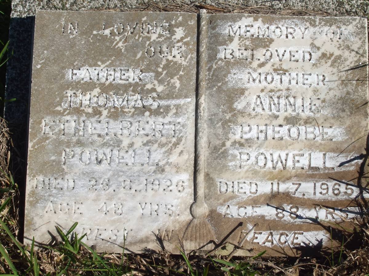 POWELL Thomas Ethelbert -1926 &amp; Annie Pheobe -1965