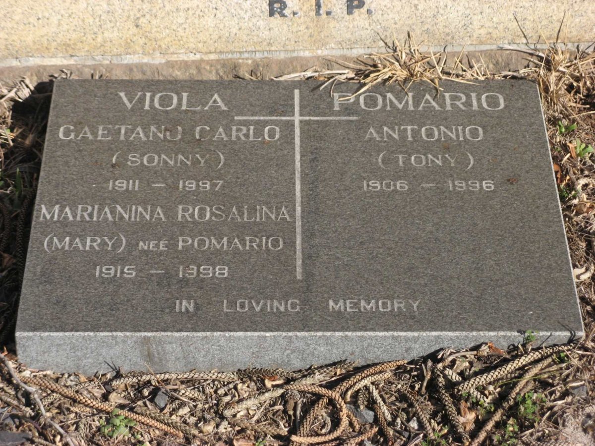 VIOLA Gaetano Carlo 1911-1997 &amp; Marianina Rosalina POMARIO 1915-1998 :: POMARIO Antonio 1906-1996