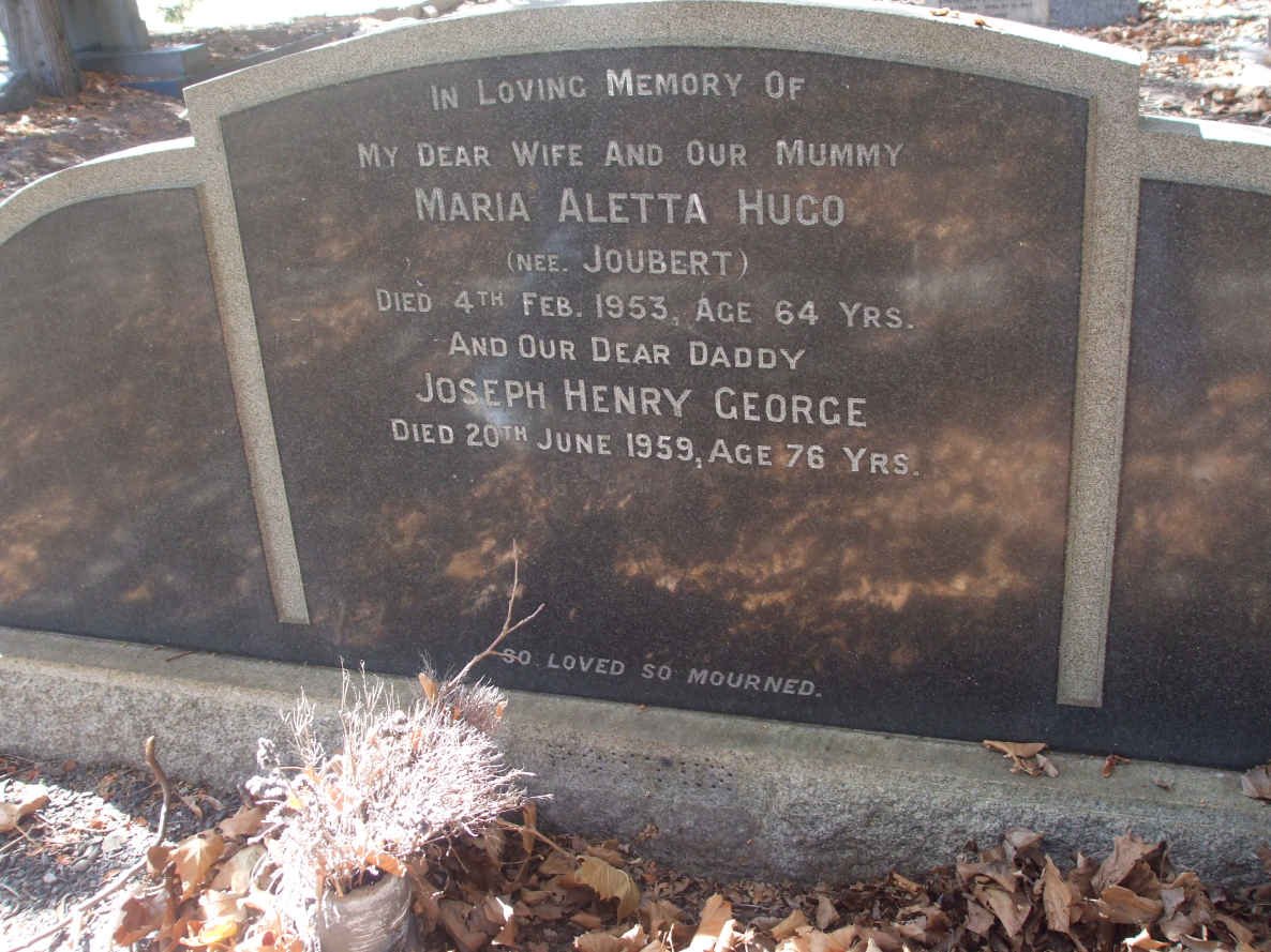 POTTER Joseph Henry George -1959 &amp; Maria Aletta Hugo JOUBERT -1953