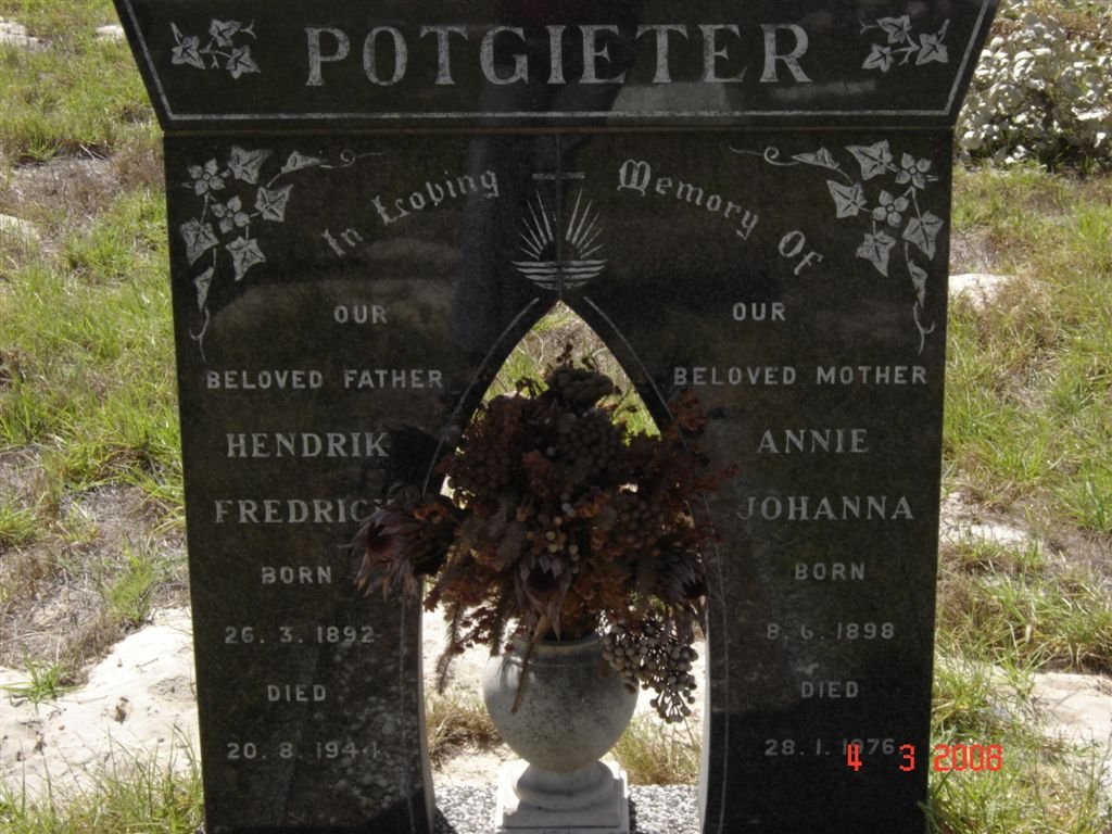 POTGIETER Hendrik Frederick 1892-1944 &amp; Annie Johanna 1898-1976