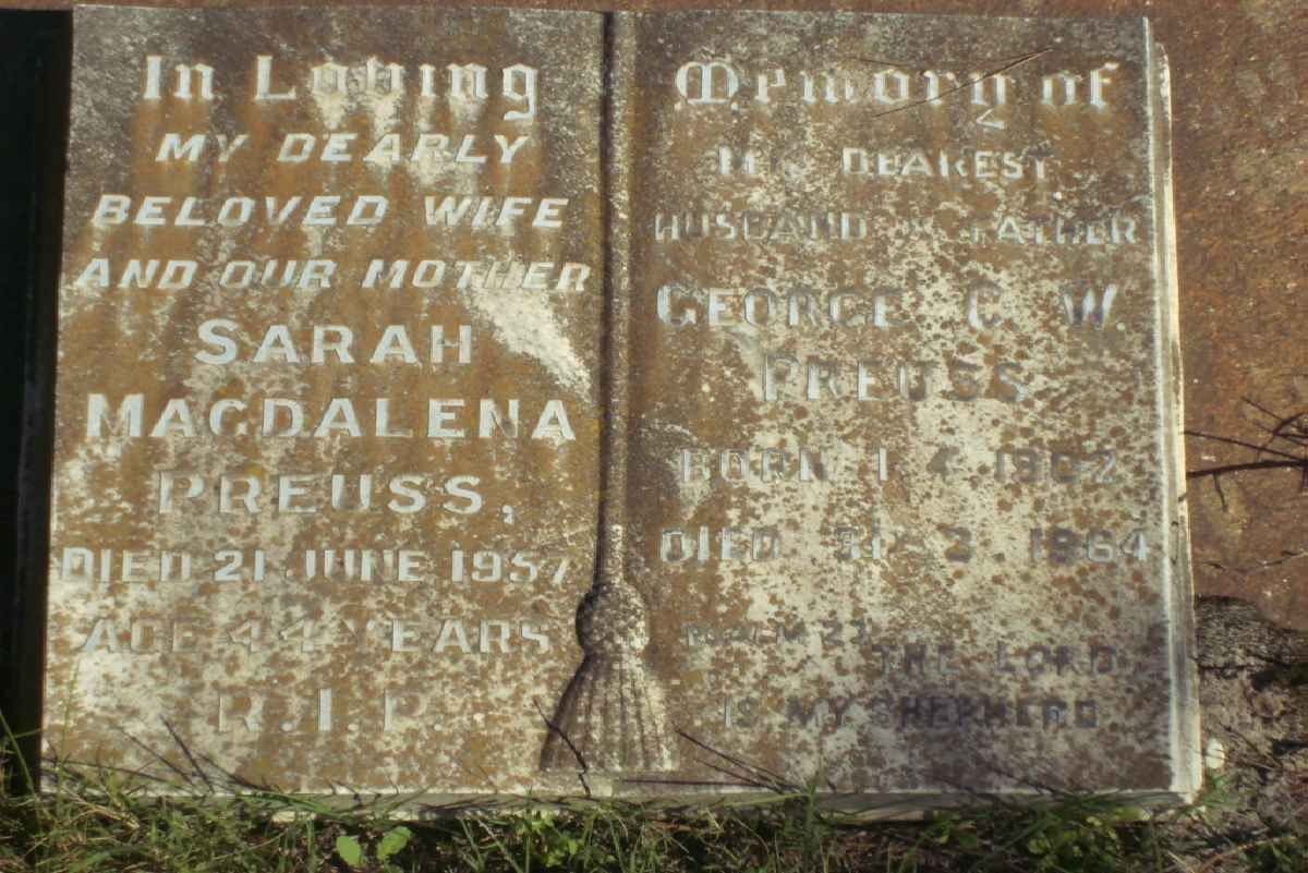 PREUSS George C.W. 1902-1964 &amp; Sarah Magdalena -1957