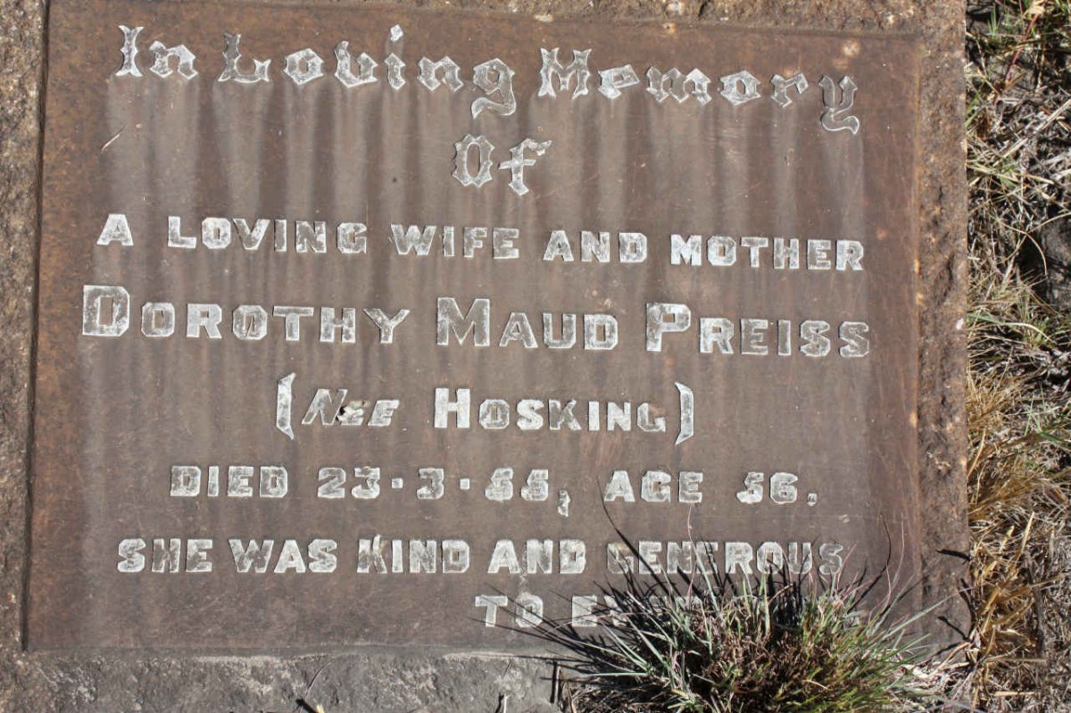 PREISS Dorothy Maud nee HOSKING -1955