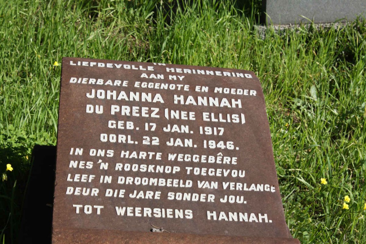 PREEZ Johanna Hannah, du nee ELLIS 1917-1946