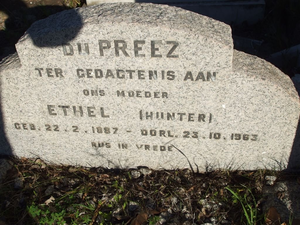 PREEZ Ethel, du nee HUNTER 1887-1963