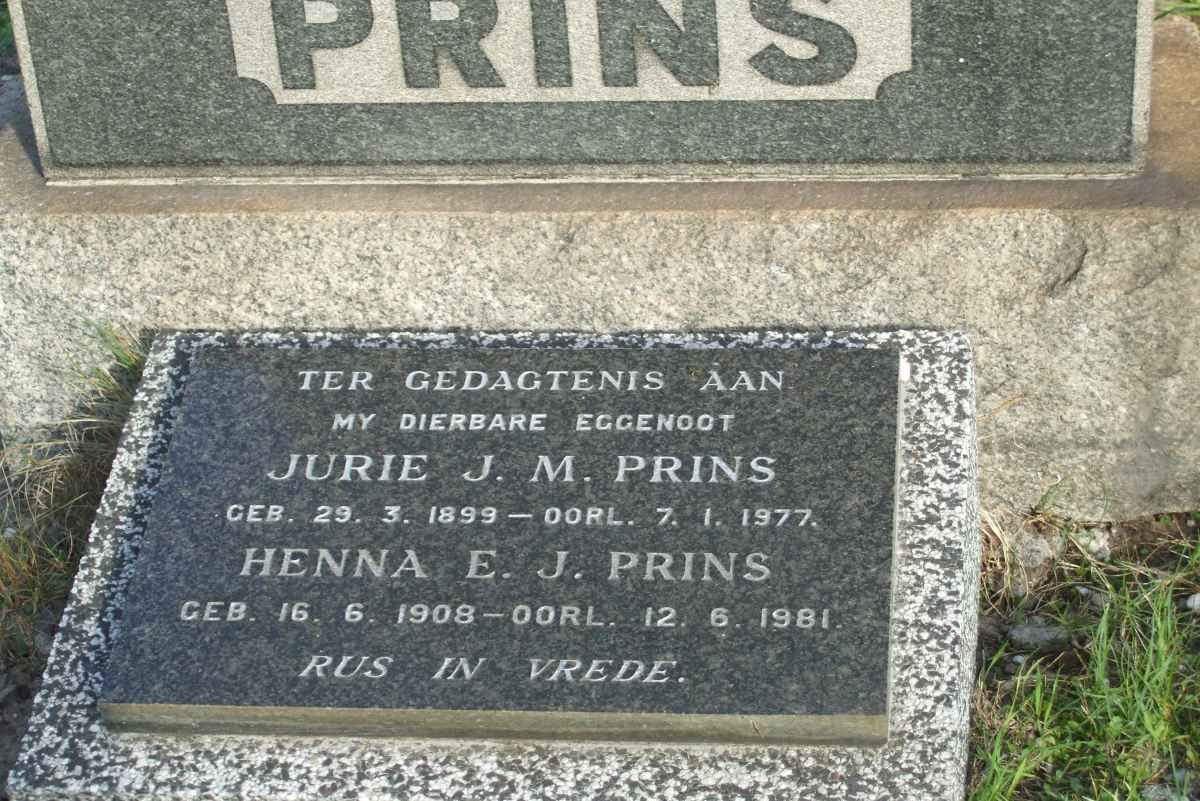 PRINS Jurie J.M. 1899-1977 &amp; Henna E.J. 1908-1981