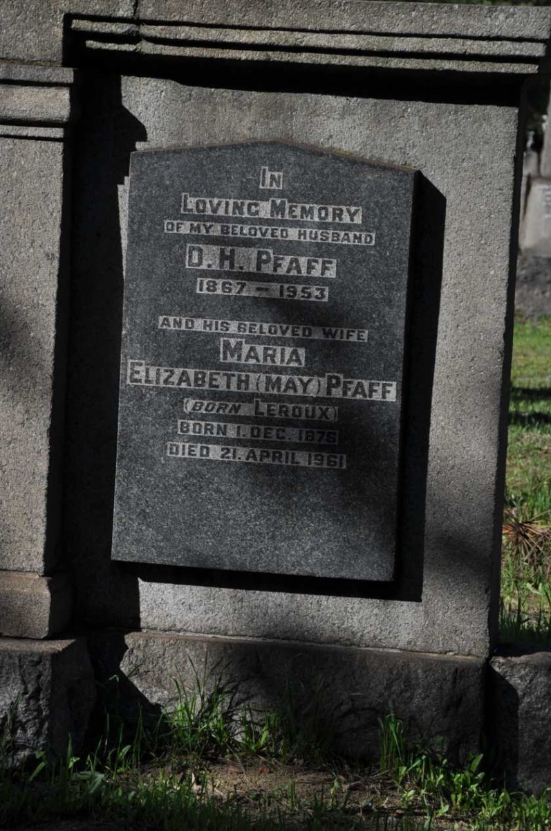 PFAFF D.H. 1867-1953 &amp; Maria Elizabeth LEROUX 1876-1961