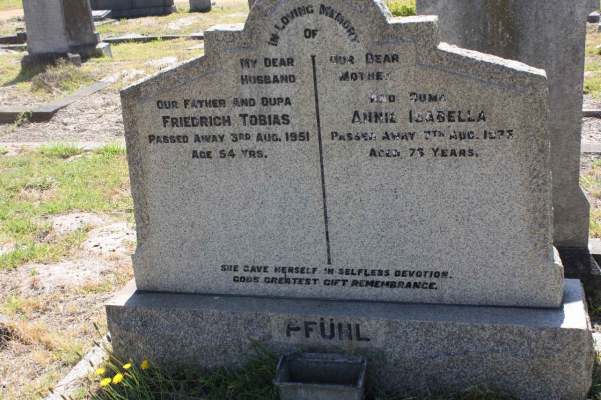 PFÜHL Friedrich Tobias -1951 &amp; Annie Isabella -1975
