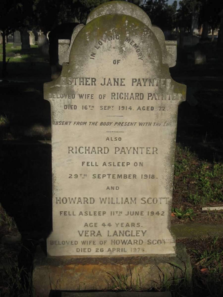 PAYNTER Richard -1918 &amp; Esther Jane -1914 :: SCOTT Howard William -1942 &amp; Vera Langley -1978