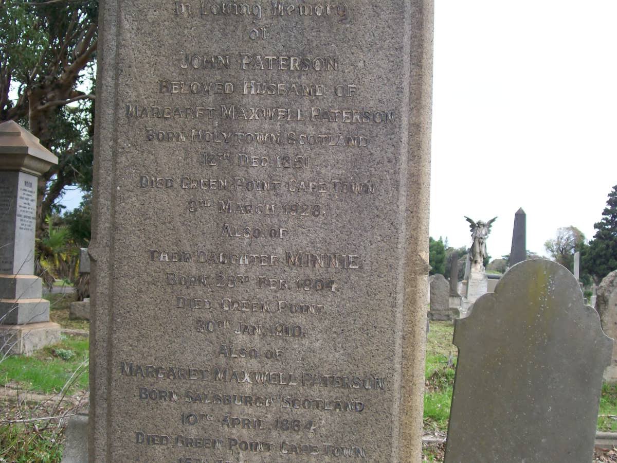 PATTERSON John 1851-1928 &amp; Margaret MAXWELL 1864-? :: PATTERSON Minnie -1910