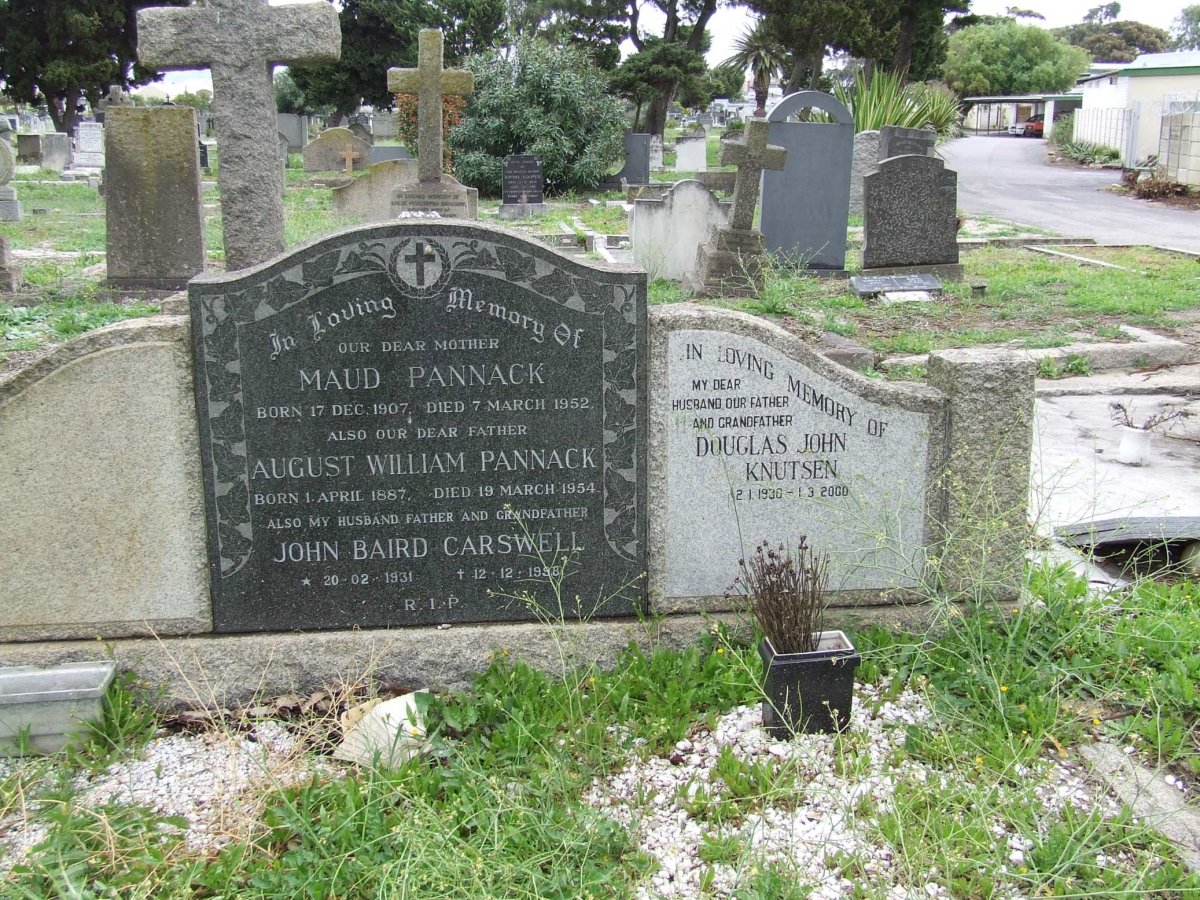 PANNACK August William 1887-1954 &amp; Maud 1907-1952 :: CARSWELL John Baird 1931-1998