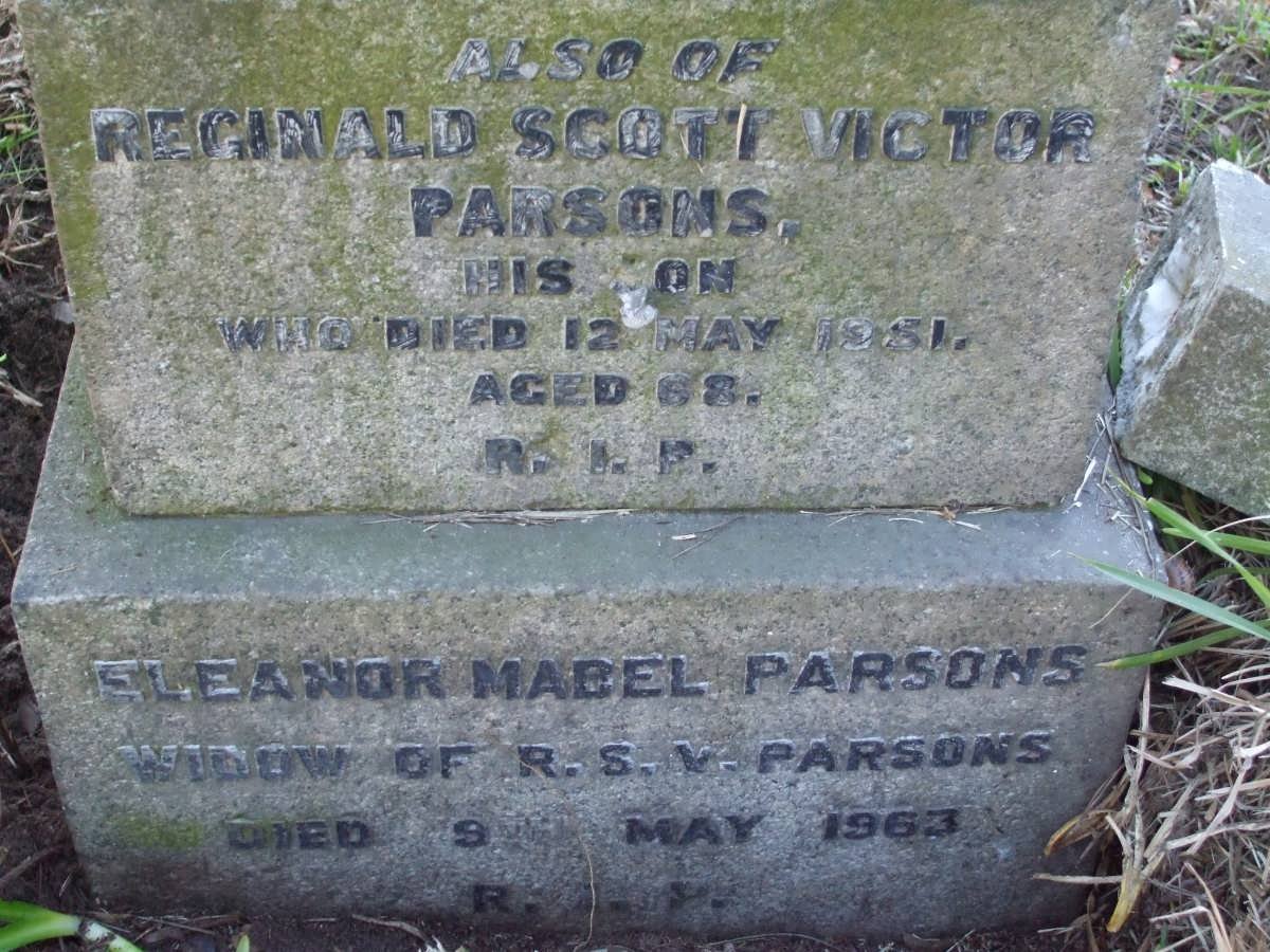 PARSONS Reginald Scott Victor -1951 &amp; Eleanor Mabel -1963