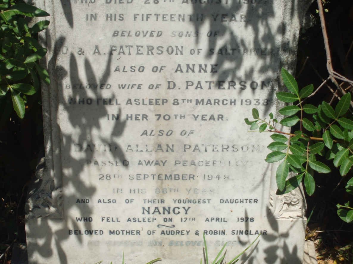 PATERSON David Allan -1948 :: SINCLAIR Nancy -1978
