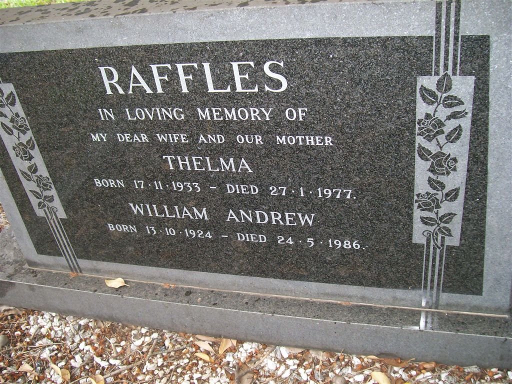 RAFFLES William Andrew 1924-1986 &amp; Thelma 1933-1977