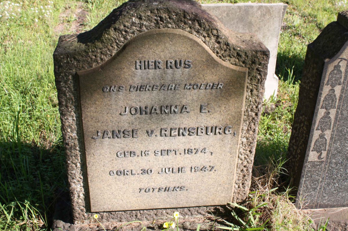 RENSBURG Johanna E., Janse v. 1874-1947