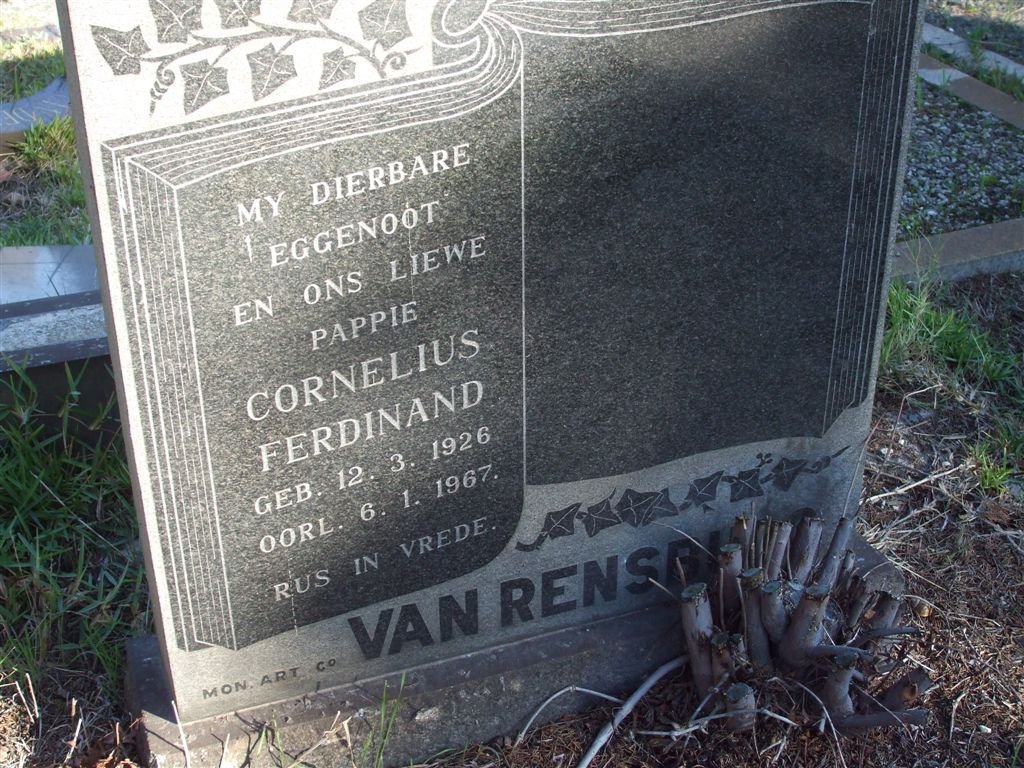 RENSBURG Cornelius Ferdinand, van 1926-1967